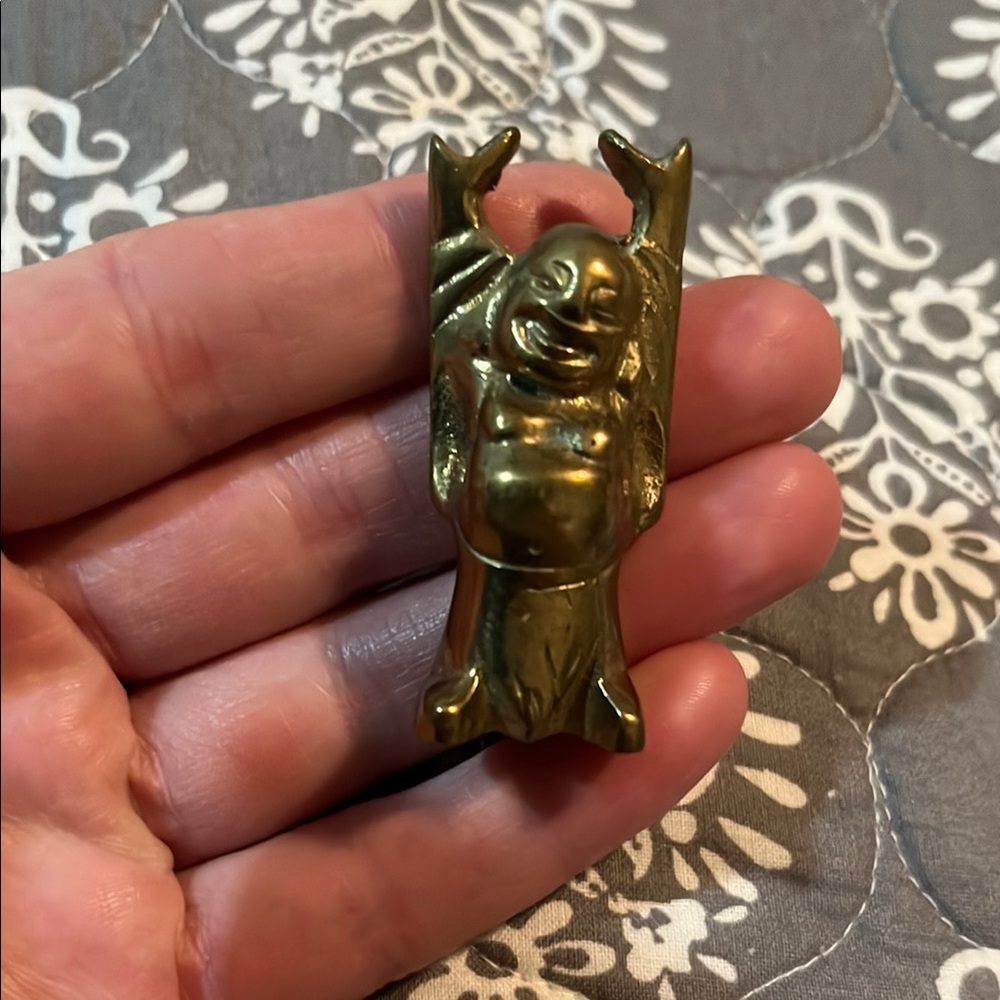 Vintage Brass Mini BuddhaDecorative Figurine 2”H X 1” W OBO